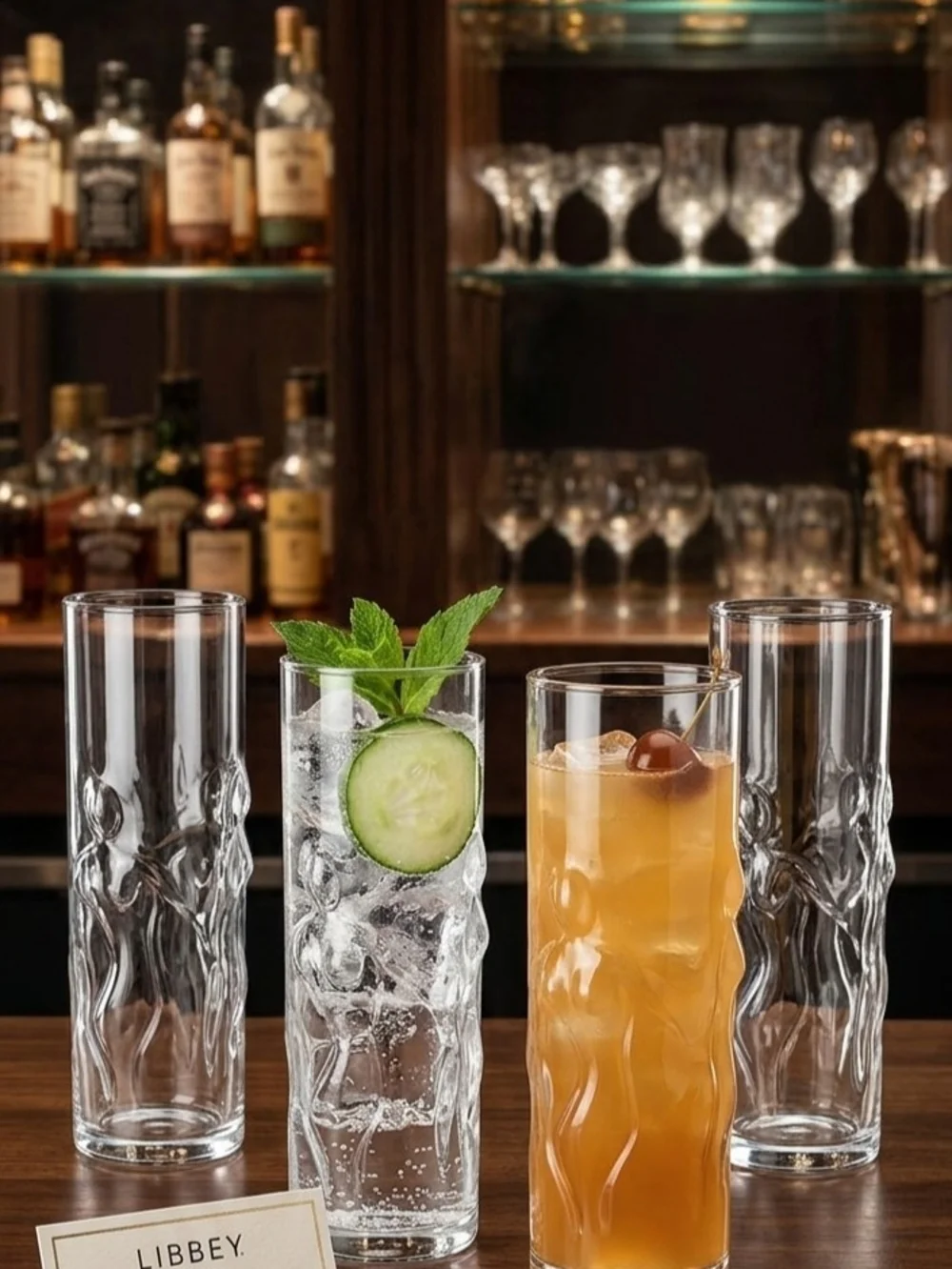 Libbey Clear La Femme Embossed Highball Glasses - Clear
